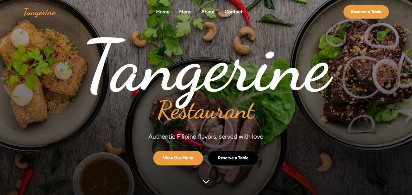 Tangerine Food Website — Aexton software house portfolio project